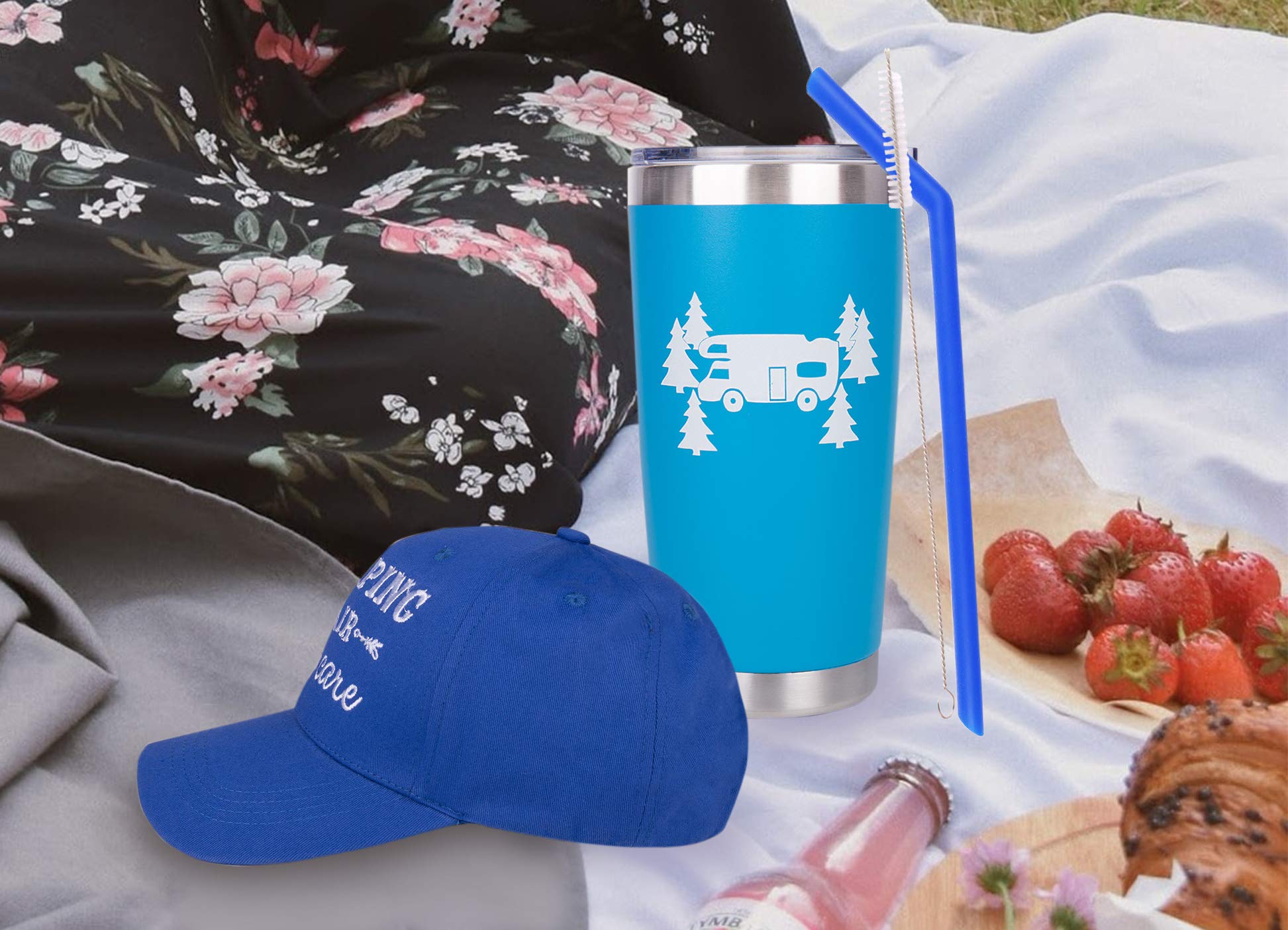 Littlebluedeer Happy Camper Gifts,Happy Camping Insulated Stainless Steel Tumbler,Camping Tumbler,Camping Cup,Camping Mug,Therma